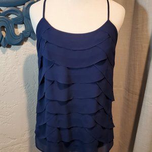 Naked Zebra Blue Ruffle Tank